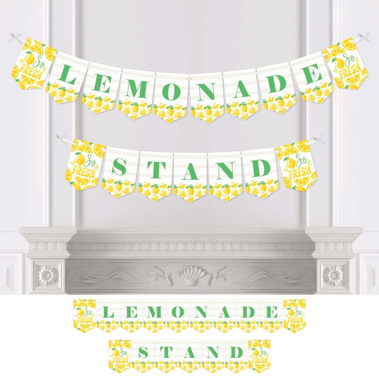 Big Dot of Happiness So Fresh - Lemon - Citrus Lemonade Party Bunting Banner - Party Decorations - Lemonade Stand